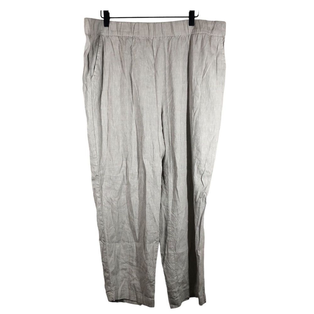 Lou & Grey Wide Leg Linen Pants Cream Light Tan Size XL